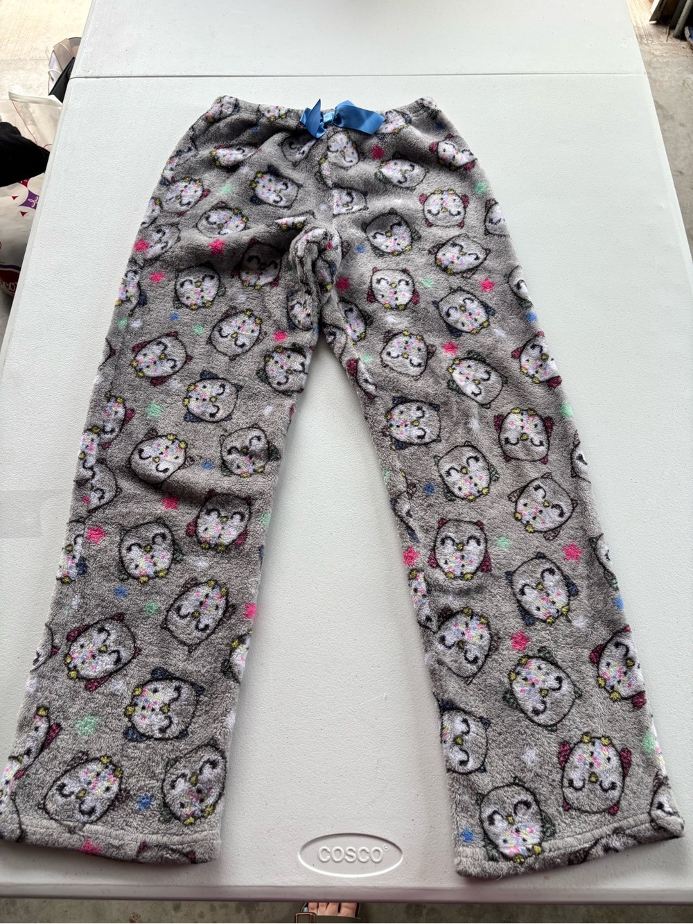 Girls' Gray Fleece Pajama Pants with Cute Owl Print